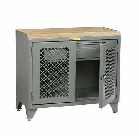 LITTLE GIANT Counter Height Bench Cabinet, 36"W, Solid Doors, Butcher Block Top MJP-LL-2D2436HD